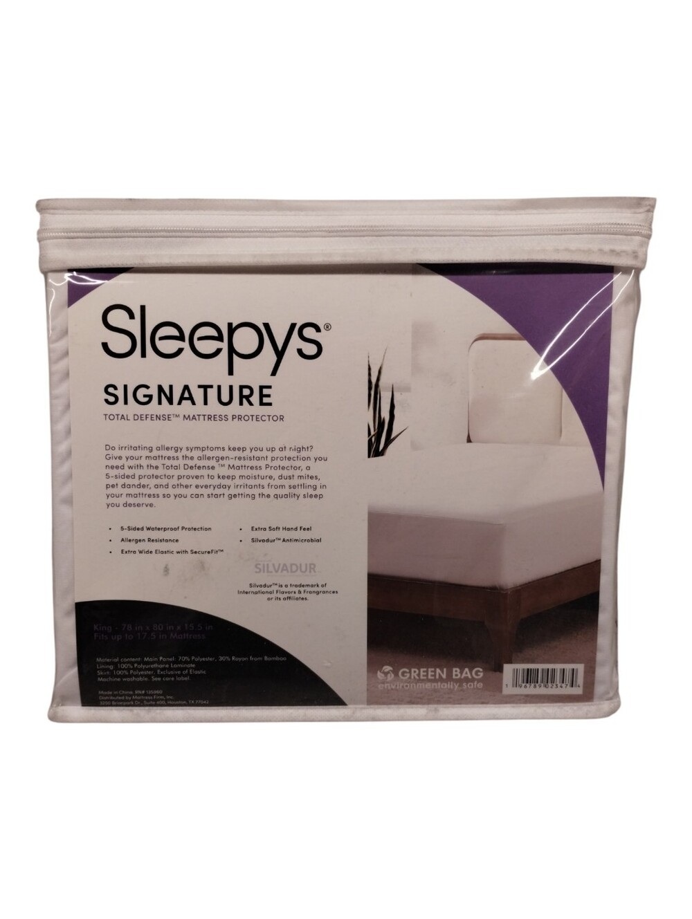 NIB Sleepy's King Total Defense Mattress Protector